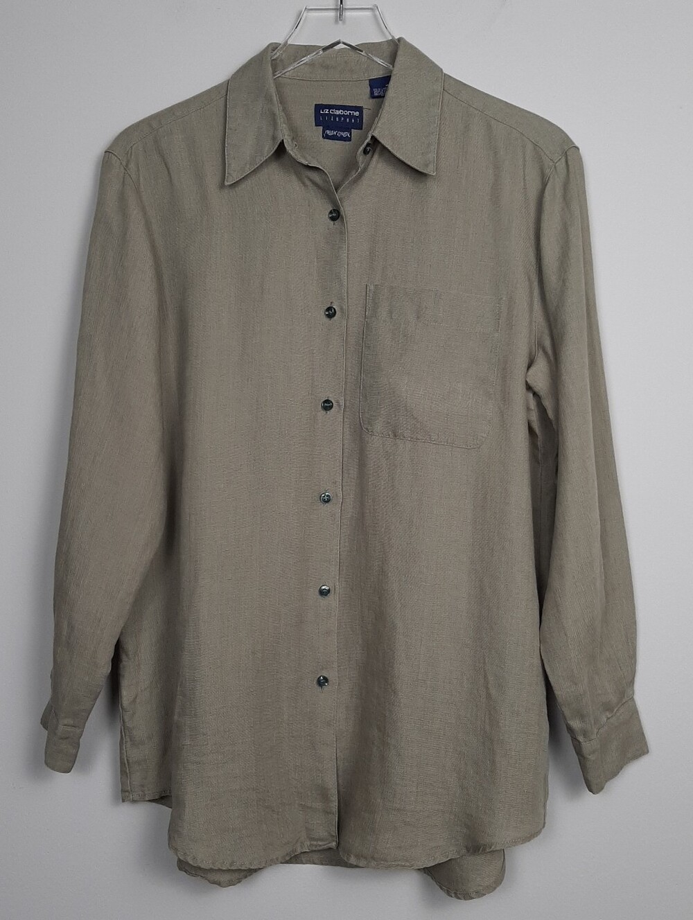 Liz Clairborne Irish Linen Button Front Shirt Size Medium